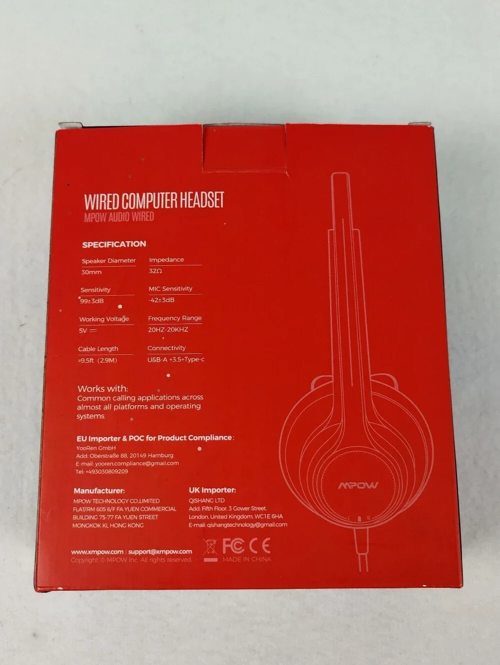 MPOW Hc8 Wired Computer Headset Noise Reduction Model Bh508A New With Out Tags